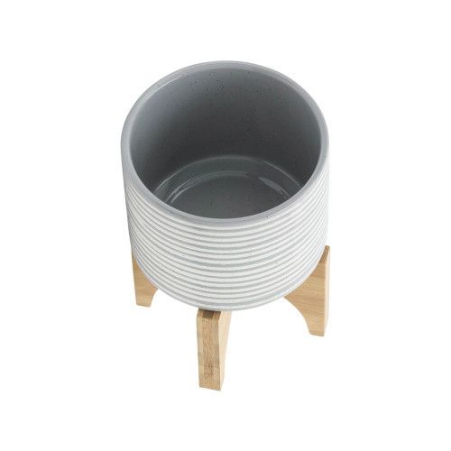 Designer × Homemade CERAMIC, S/2 5/8" PLANTER ON STAND, GRAY Size US L / EU 52-54 / 3 - 6 Thumbnail
