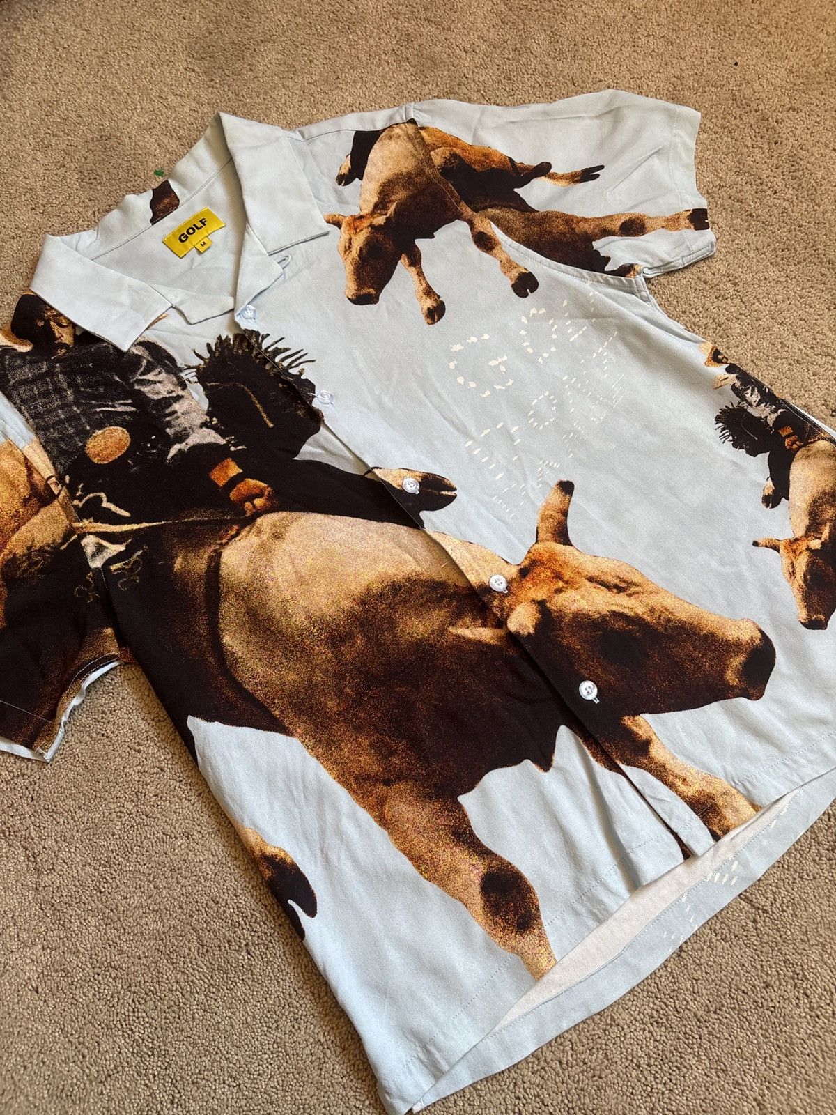 Golf Wang Golf Wang SS18 Rodeo Button-Up Shirt — Cowboy Bull Print Size US M / EU 48-50 / 2 - 1 Thumbnail