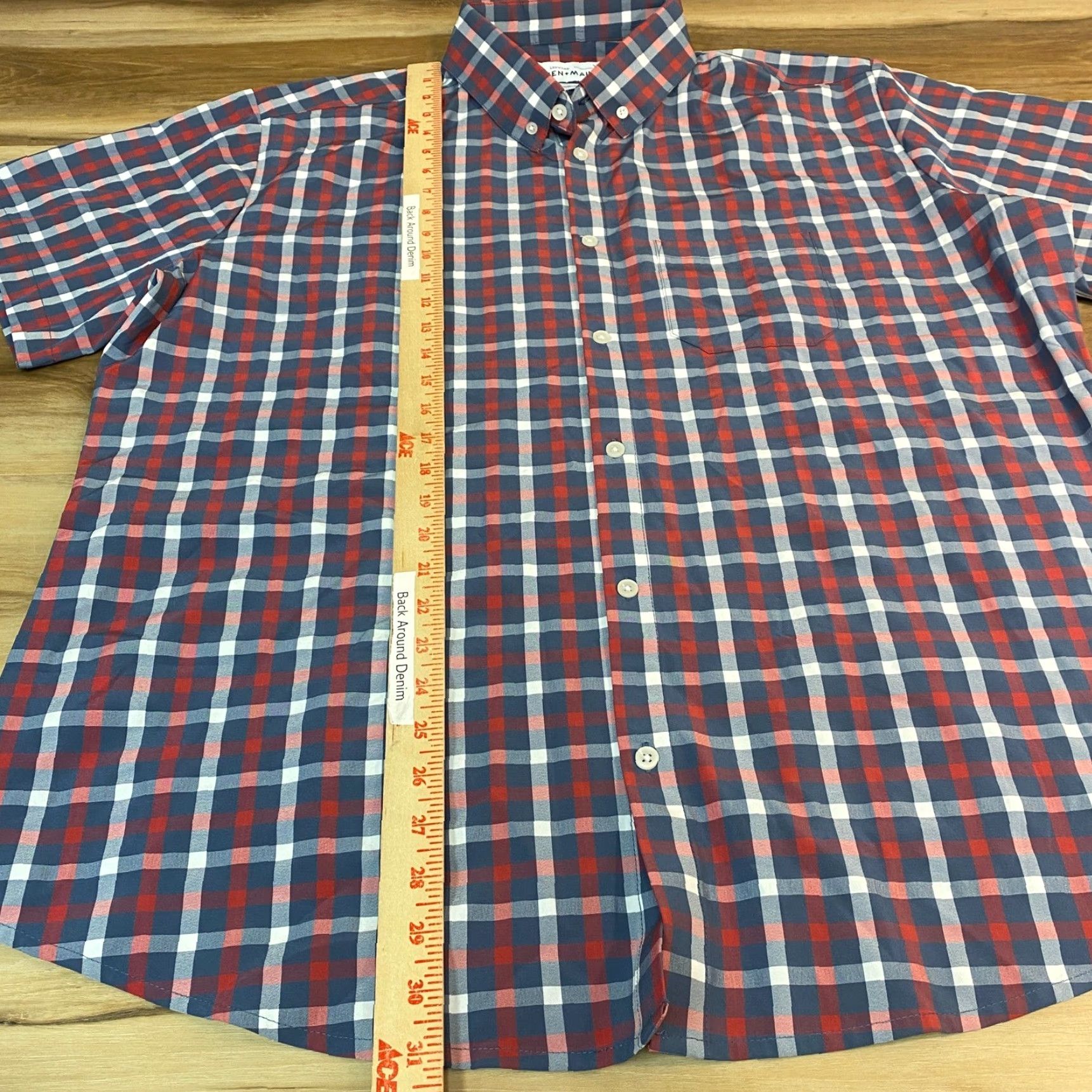 Mizzen+Main Mizzen+Main Shirt Mens XL Short Sleeve Plaid Button Down Leeward Standard Fit Blue Size US XL / EU 56 / 4 - 4 Thumbnail