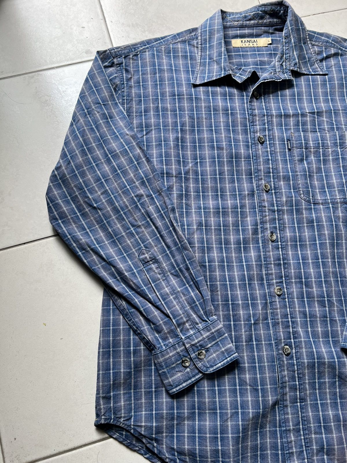 Kansai Yamamoto Kansai Jeans Long Sleeves Striped Shirts Size US L / EU 52-54 / 3 - 4 Thumbnail