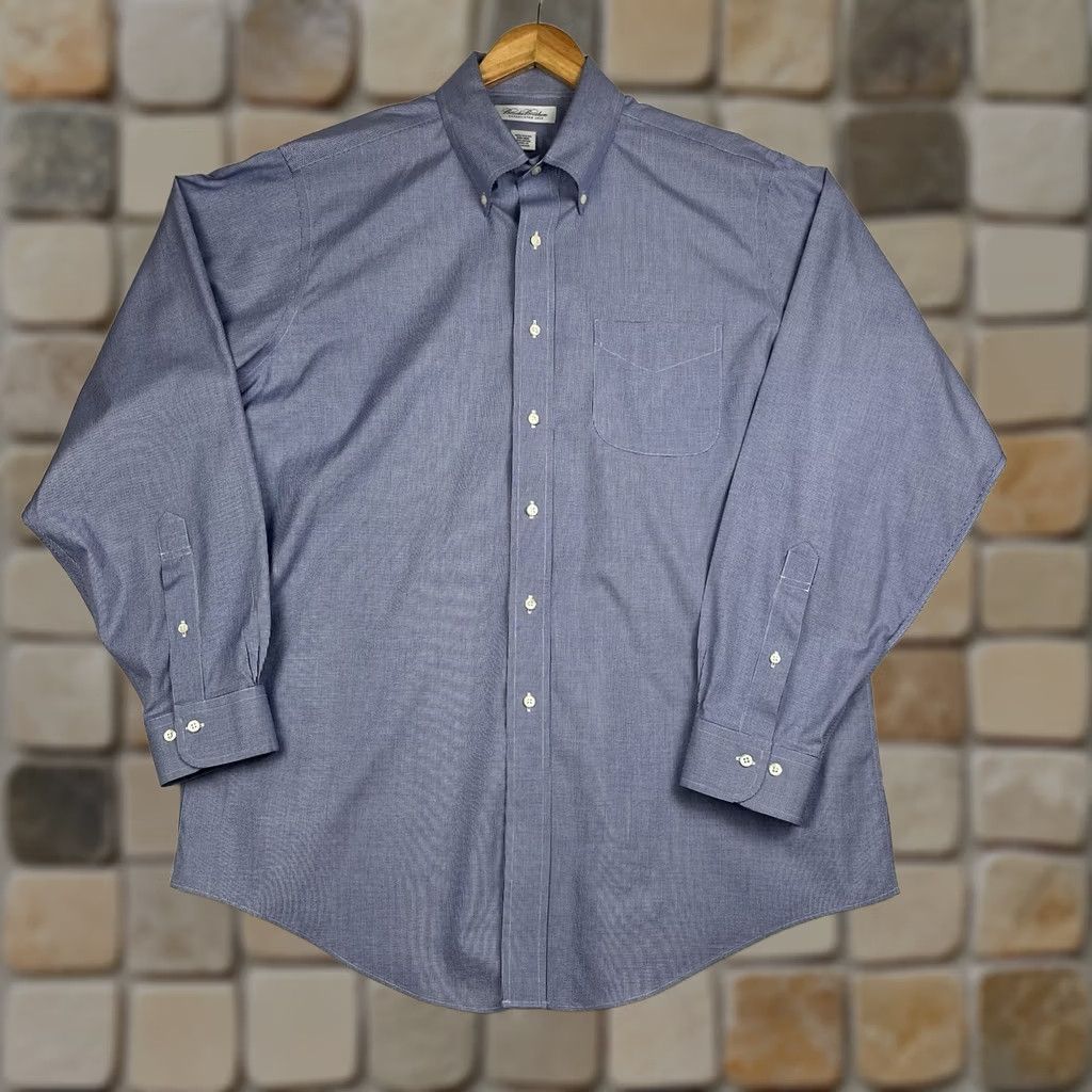 Brooks Brothers Brooks Brothers Oxford Button Down Shirt Blue 16.5-34/5 Cotton Houndstooth Dress Shirt Men Regular Button-Down Non-Iron Long Sleeve Size US S / EU 44-46 / 1 - 1 Thumbnail
