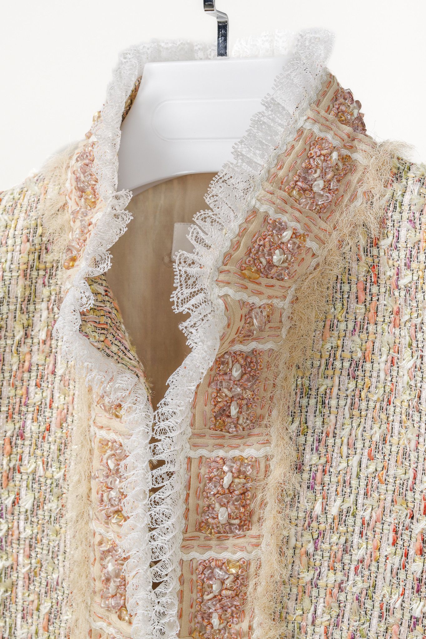 Escada Escada Yellow & Pink Tweed Embellished Lace-Trim Jacket Size M / US 6-8 / IT 42-44 - 4 Thumbnail