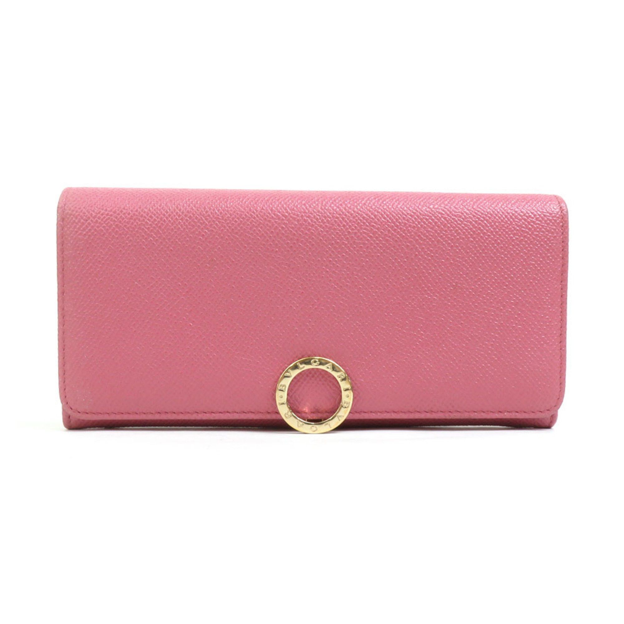 BVLGARI Bi-fold Long Wallet Leather Pink Women's h30314f