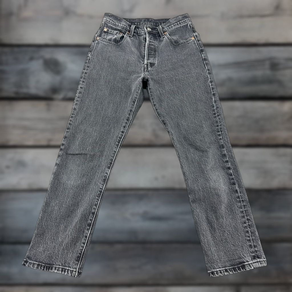 Levi's Levi's 501 Jeans Women's 25x26 Black Dark Wash Denim Stretch Straight Regular 5-Pocket 501 Series Vintage? No. (Note: "Vintage" is No in specs) Size 42" / US 20 - 1 Thumbnail