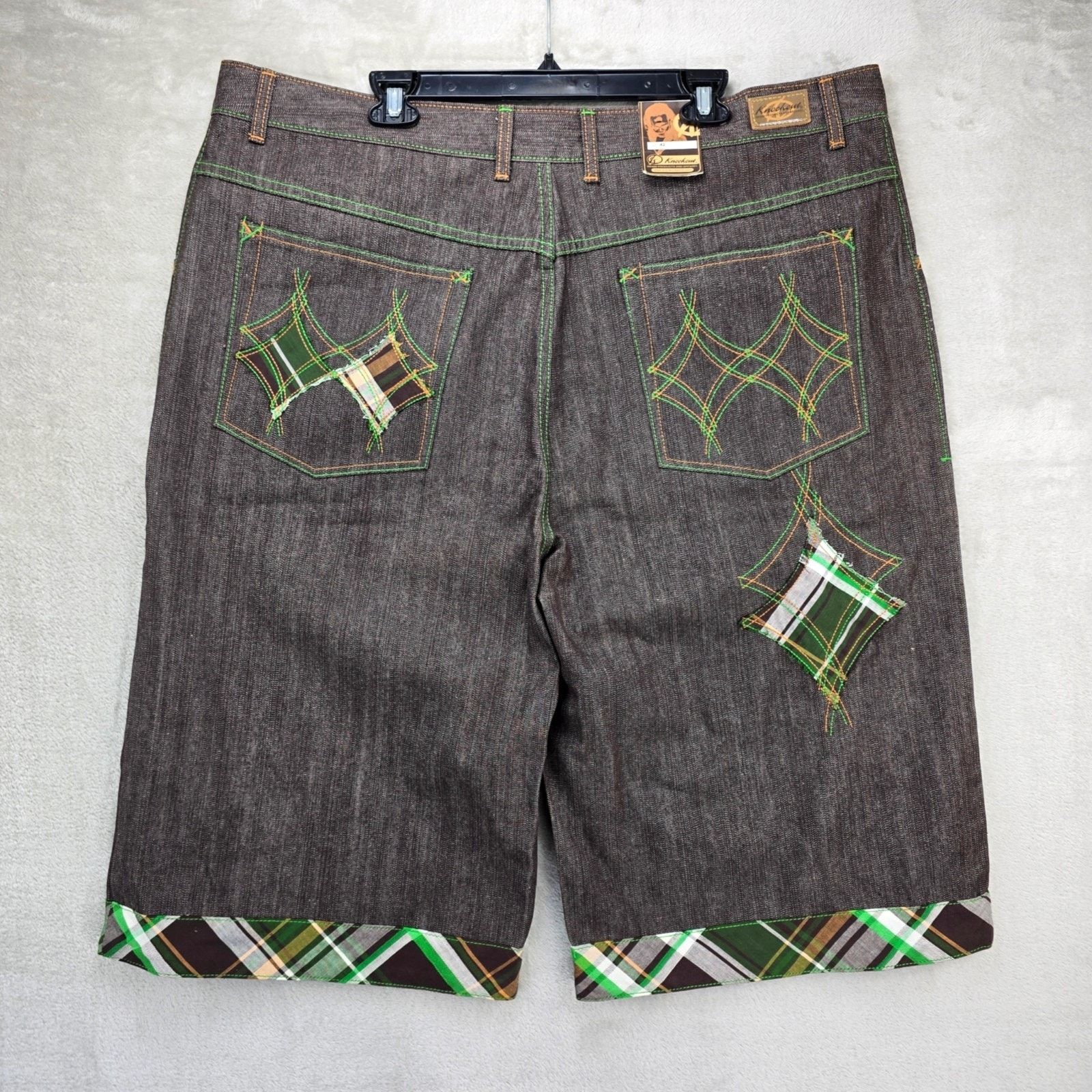Other Vintage Kno Betta Denim Shorts Mens 42 Y2K Baggy Plaid Size US 42 / EU 58 - 1 Thumbnail
