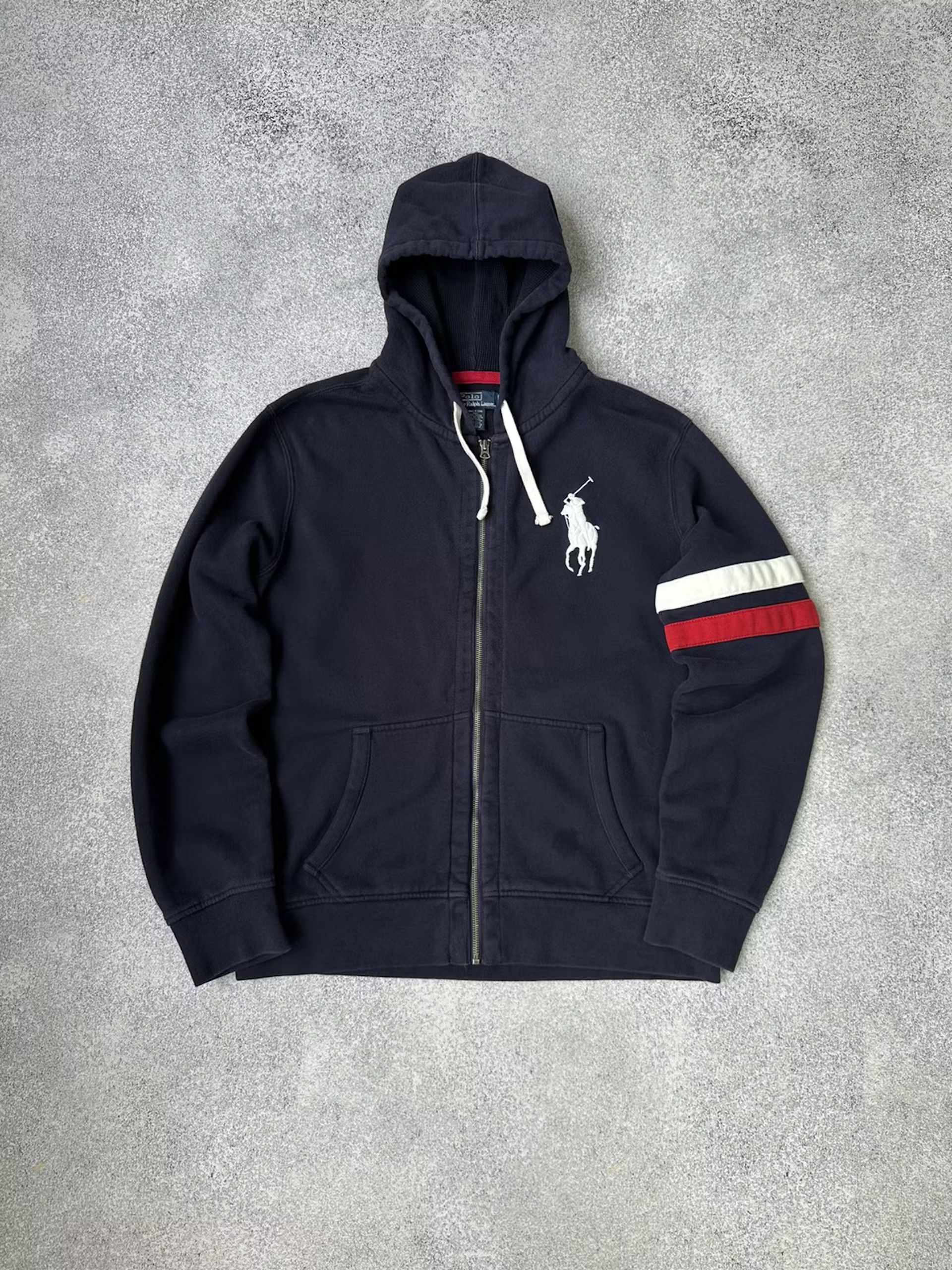 Polo Ralph Lauren × Ralph Lauren × Vintage Vintage Polo Ralph Lauren Big Logo Navy Heavy Zip Hoodie Size US XL / EU 56 / 4 - 1 Thumbnail