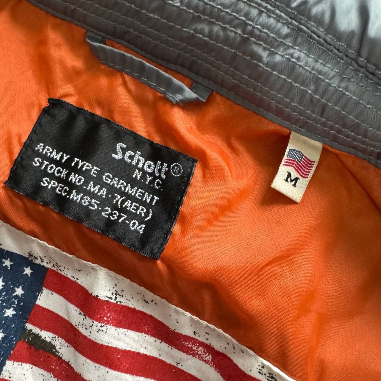 Schott Schott NYC Military Style Bomber Jacket – Grey/Orange Size US M / EU 48-50 / 2 - 7 Thumbnail