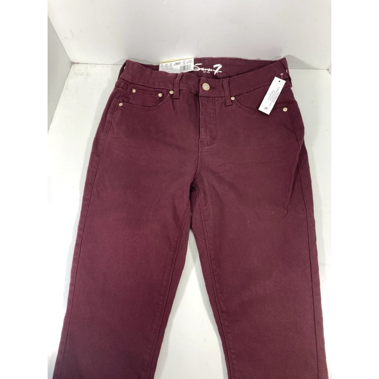 Vintage Seven7 Jeans Women 8 Skinny High Rise Stretch Denim 30x31 Red NWT Tummy Less Size 30" / US 8 / IT 44 - 6 Thumbnail