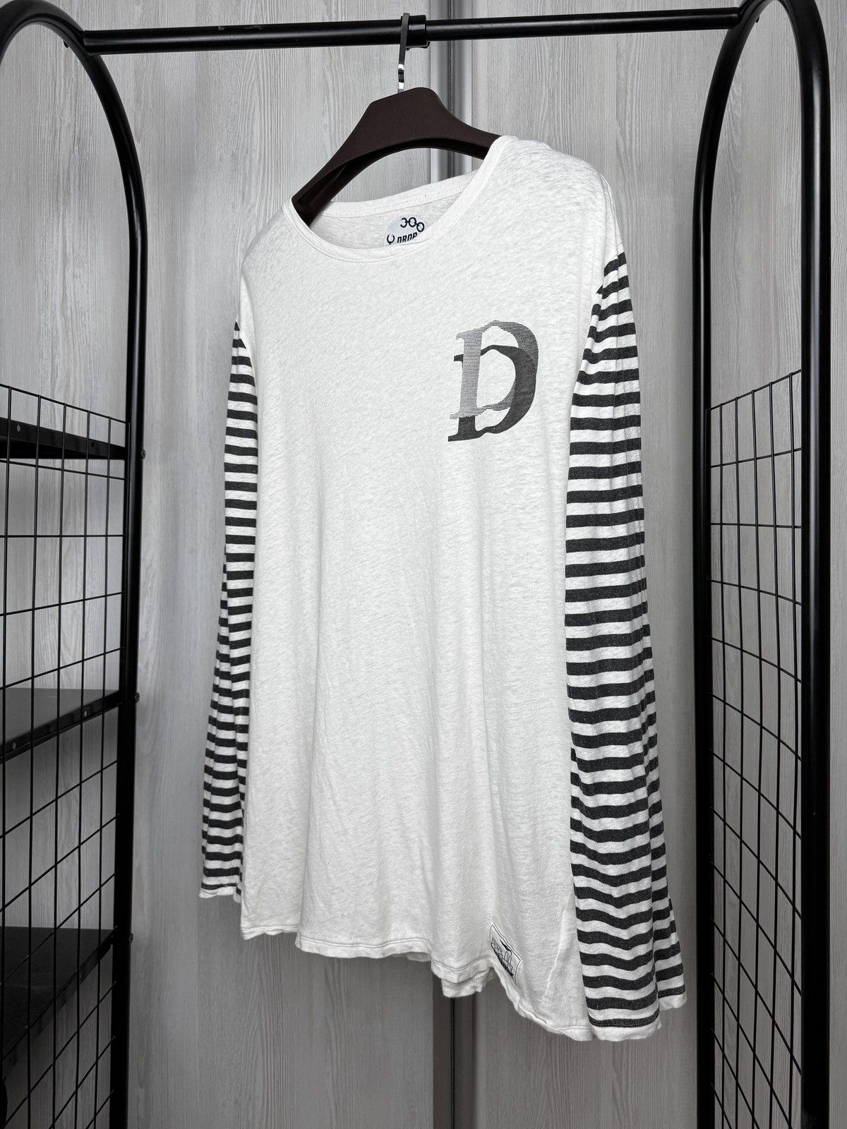 Drop Dead Drop Dead Guys White/Grey Linen Cotton long sleeve tee sz L Size US L / EU 52-54 / 3 - 6 Thumbnail
