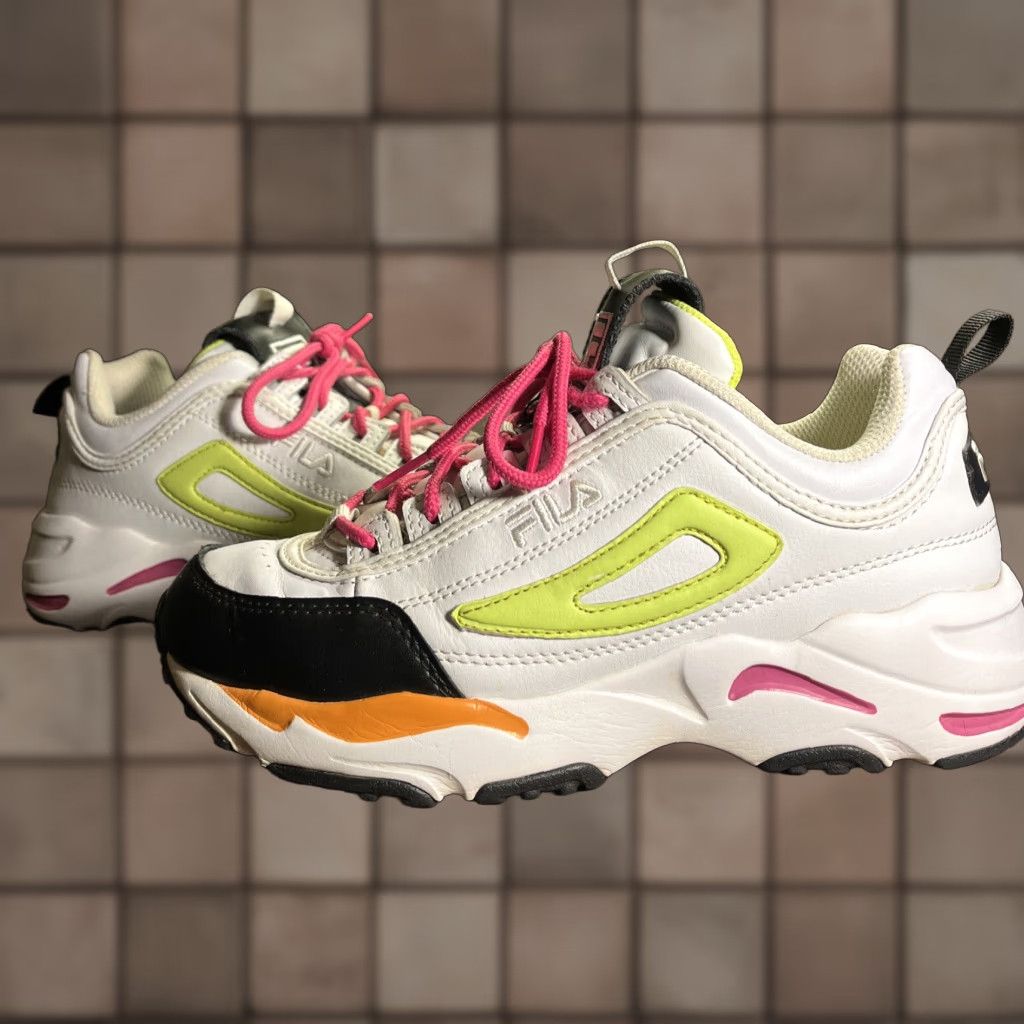 Fila VINTAGE FILA Sneakers Women Casual Low Top Sport Style Size 7 White Pink Neon Size US 7 / IT 37 - 1 Thumbnail