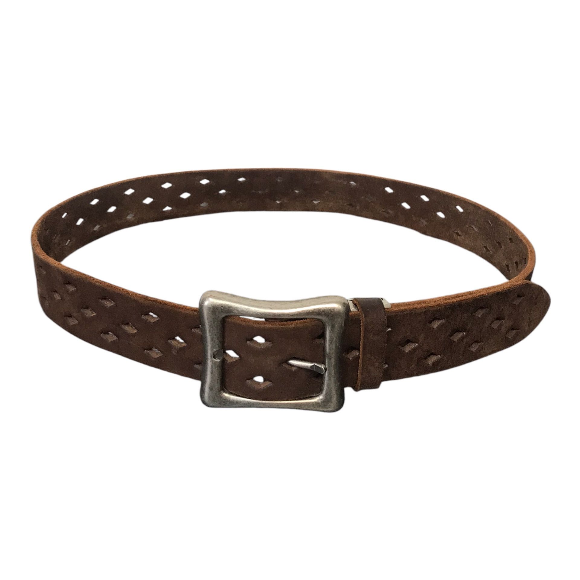 If Six Was Nine × Leather Rare Diamond Cut Leather Brown Belt Size ONE SIZE - 1 Thumbnail