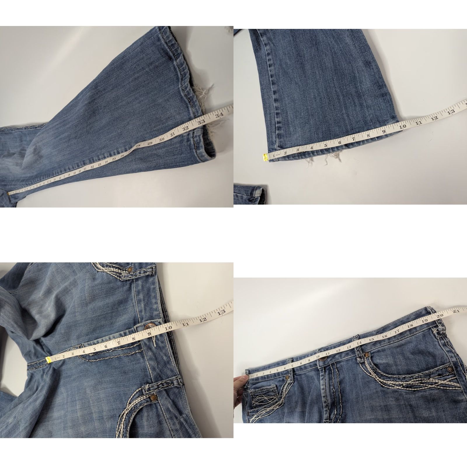 Vintage Cowgirl Tuff Jeans 36X33 Bootcut 5-Pocket Denim Blue Embroidered Rhinestone Pockets Regular Womens Cowgirl Tuff EU Size 25" / US 0 / IT 36 - 8 Thumbnail