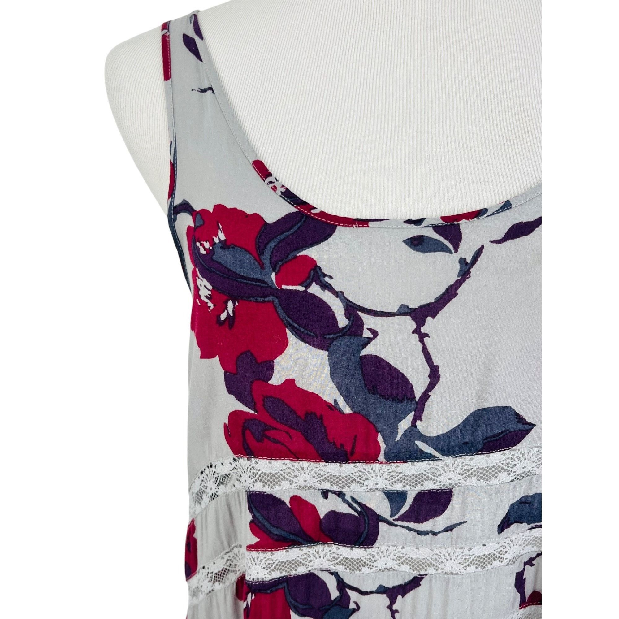 Free People Free People Gray Floral Trapeze Mini Slip Dress| Whimsigoth Size M / US 6-8 / IT 42-44 - 3 Thumbnail