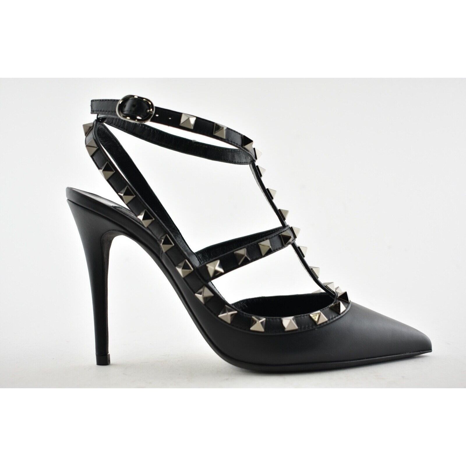 Valentino Rockstud Noir Ankle Strap Pointed Sandal Heel Pump 36.5 Size US 6.5 / IT 36.5 - 2 Thumbnail