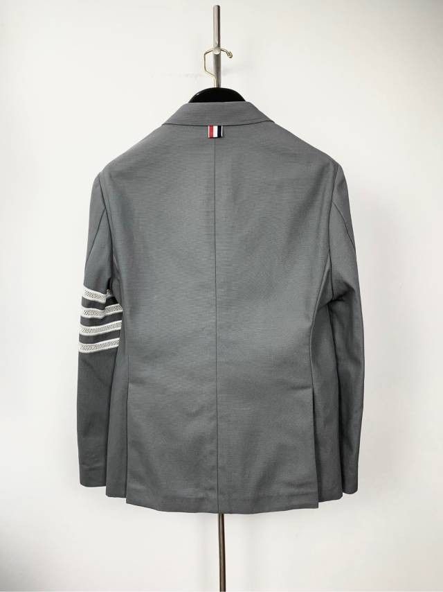 Thom Browne Thom Browne Grey Cut-Out 4-Bar Blazer (1) Size 40R - 3 Thumbnail