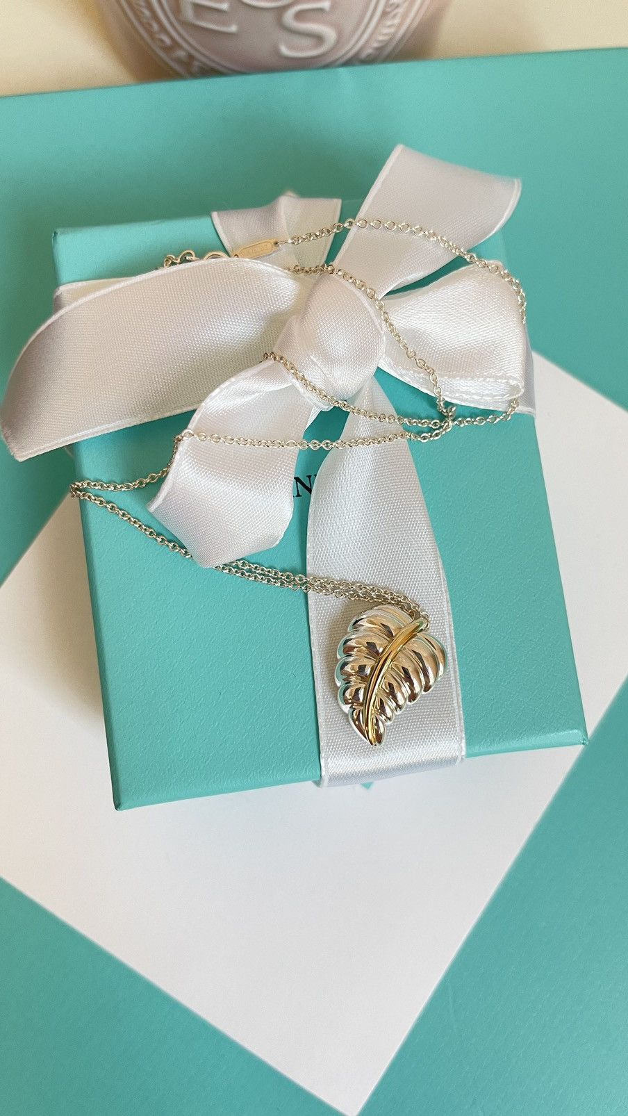 Tiffany & Co. Tiffany & Co leaf pendant Silver and YG 18K 18” with Box Size ONE SIZE - 8 Thumbnail