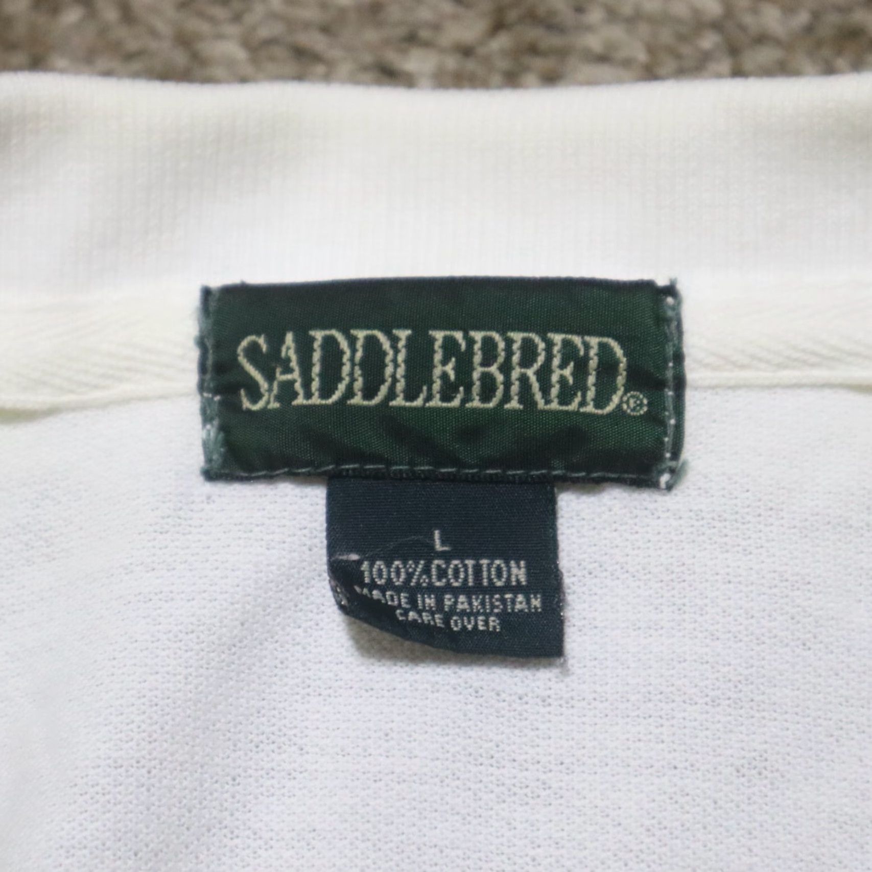 Vintage Saddlebred Polo Shirt Short Sleeve Adult Mens Size L White Cotton Blend Shirt Size US L / EU 52-54 / 3 - 3 Thumbnail