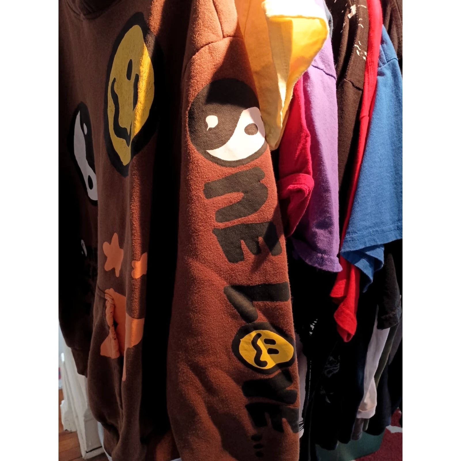 Pacsun VINTAGE PacSun Brown Smiley Face Hoodie All Over Print Hoodie Men M Size US M / EU 48-50 / 2 - 6 Thumbnail