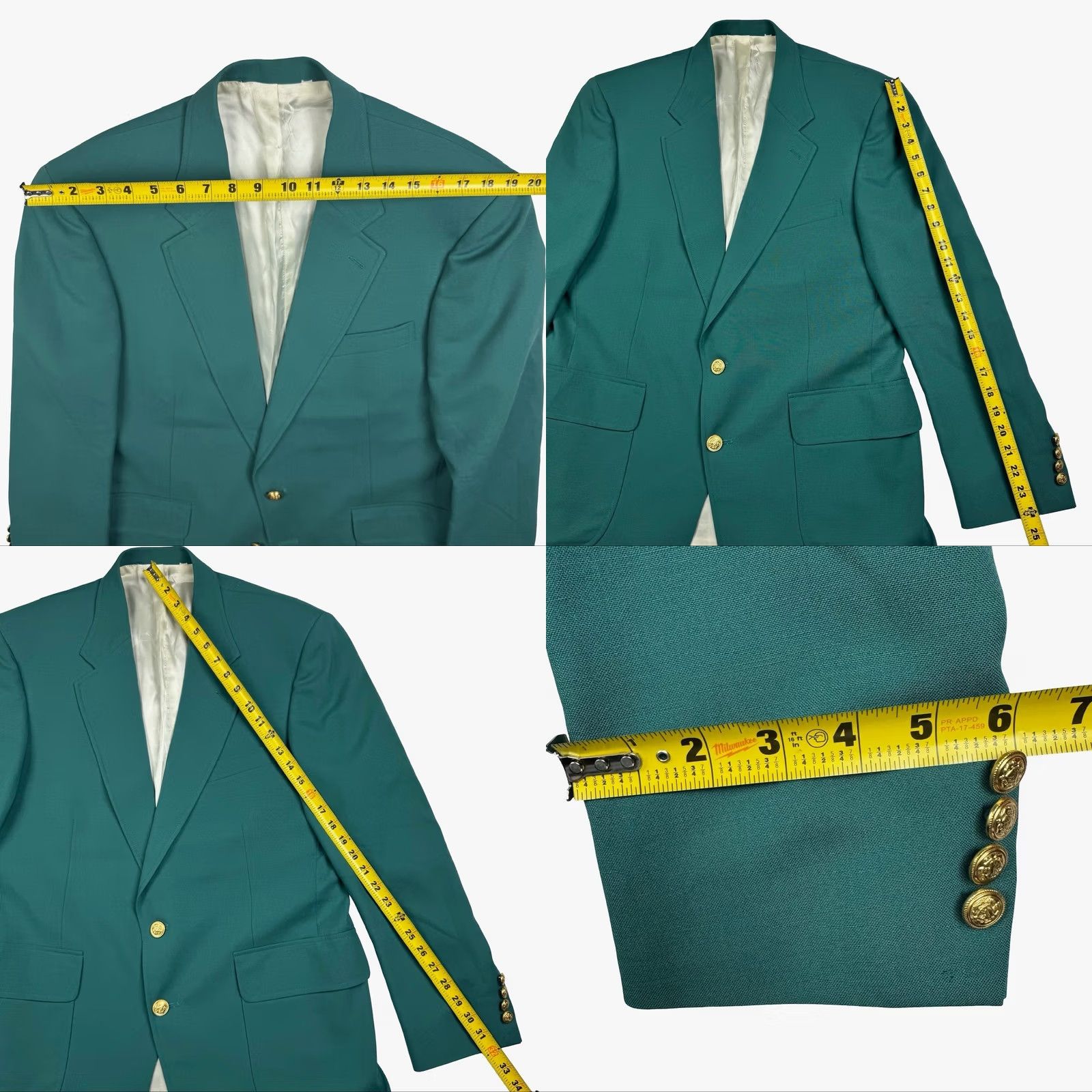 Lands' End Lands' End Men’s Blazer Jacket Wool 42R Green Gold Button Notch Lapel 2-Button Front Single-Breasted Vintage VTG Size 42R - 8 Thumbnail