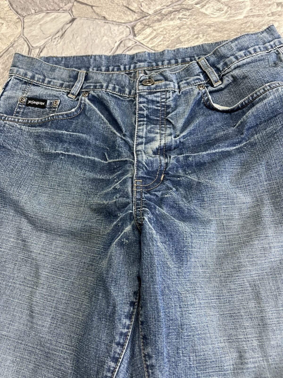 Vintage Vintage Yves Saint Lauren Big Logo Distressed Jeans YSL Size US 34 / EU 50 - 10 Thumbnail