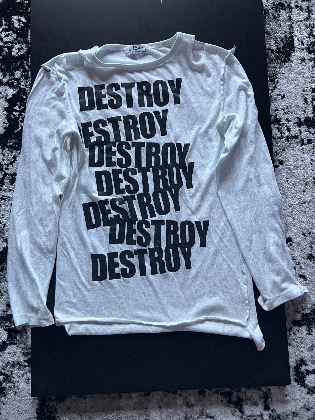image of Hysteric Glamour Destroy Bondage “Muslin” Long Sleeve in White, Men's (Size Medium)