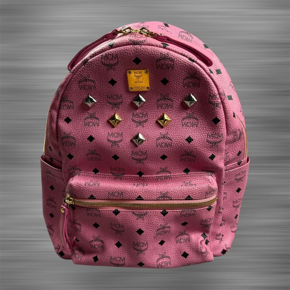 MCM MCM Visetos ‘Pink’ Studs Backpack Size ONE SIZE - 1 Thumbnail