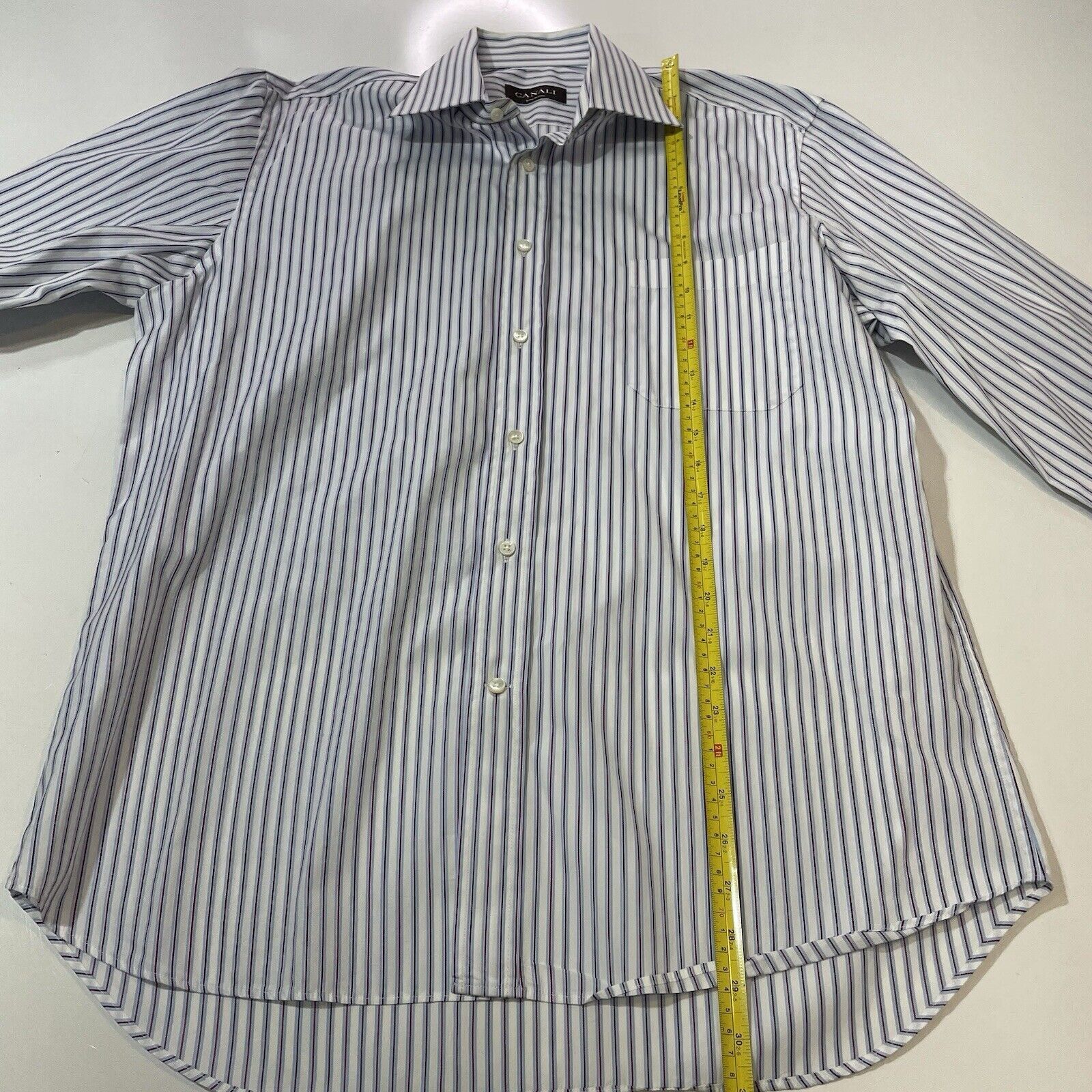 Canali Canali Dress Shirt Men’s 16-41 White Purple/Blue Stripe Size US L / EU 52-54 / 3 - 6 Thumbnail