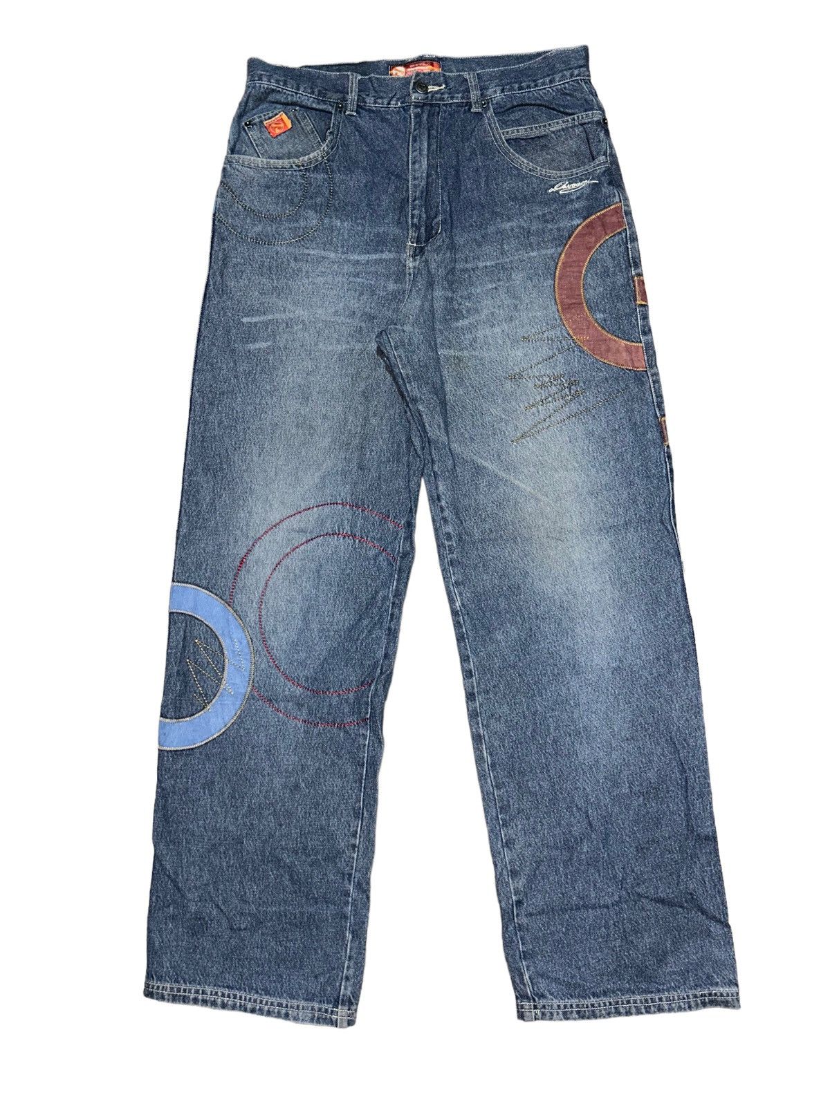 Image of Vintage 1990S Hip Hop Davoucci Baggy Jnco Style Jeans in Denim, Men's (Size 34)