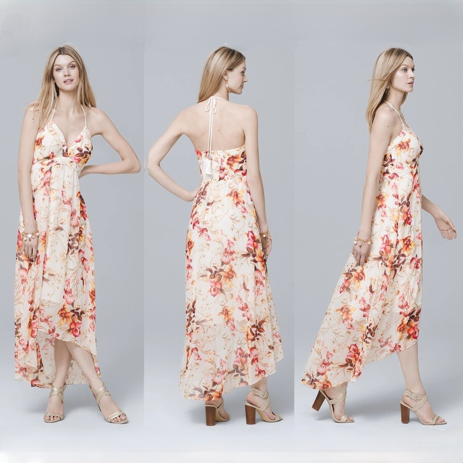 White House Black Market Halter Floral High-low Maxi Dress in size US 8 NWT $160 Size M / US 6-8 / IT 42-44 - 1 Thumbnail