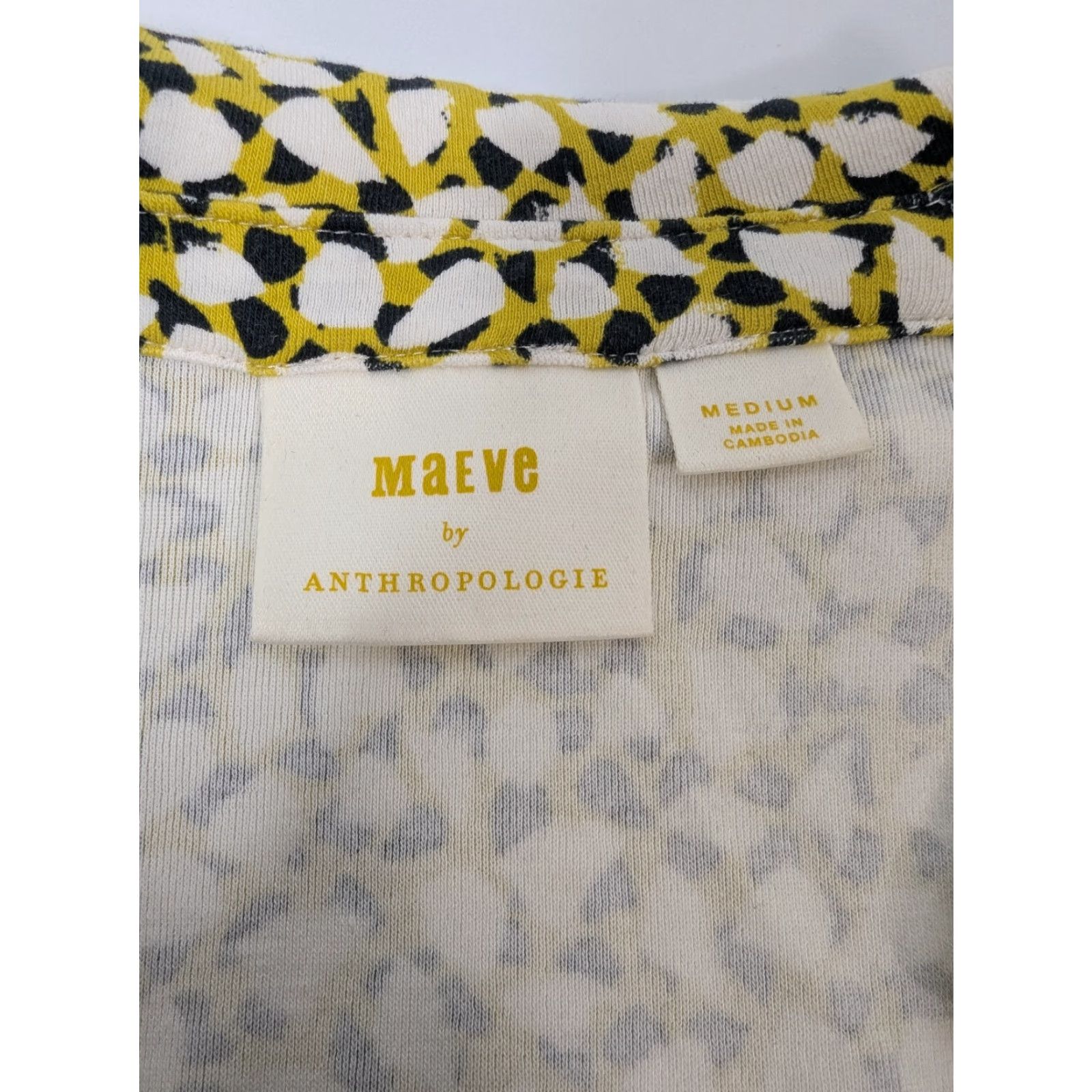 Vintage Maeve Anthropologie Blouse Shirt V-Neck Button Geometric Pattern Yellow Size M Women Size M / US 6-8 / IT 42-44 - 7 Thumbnail