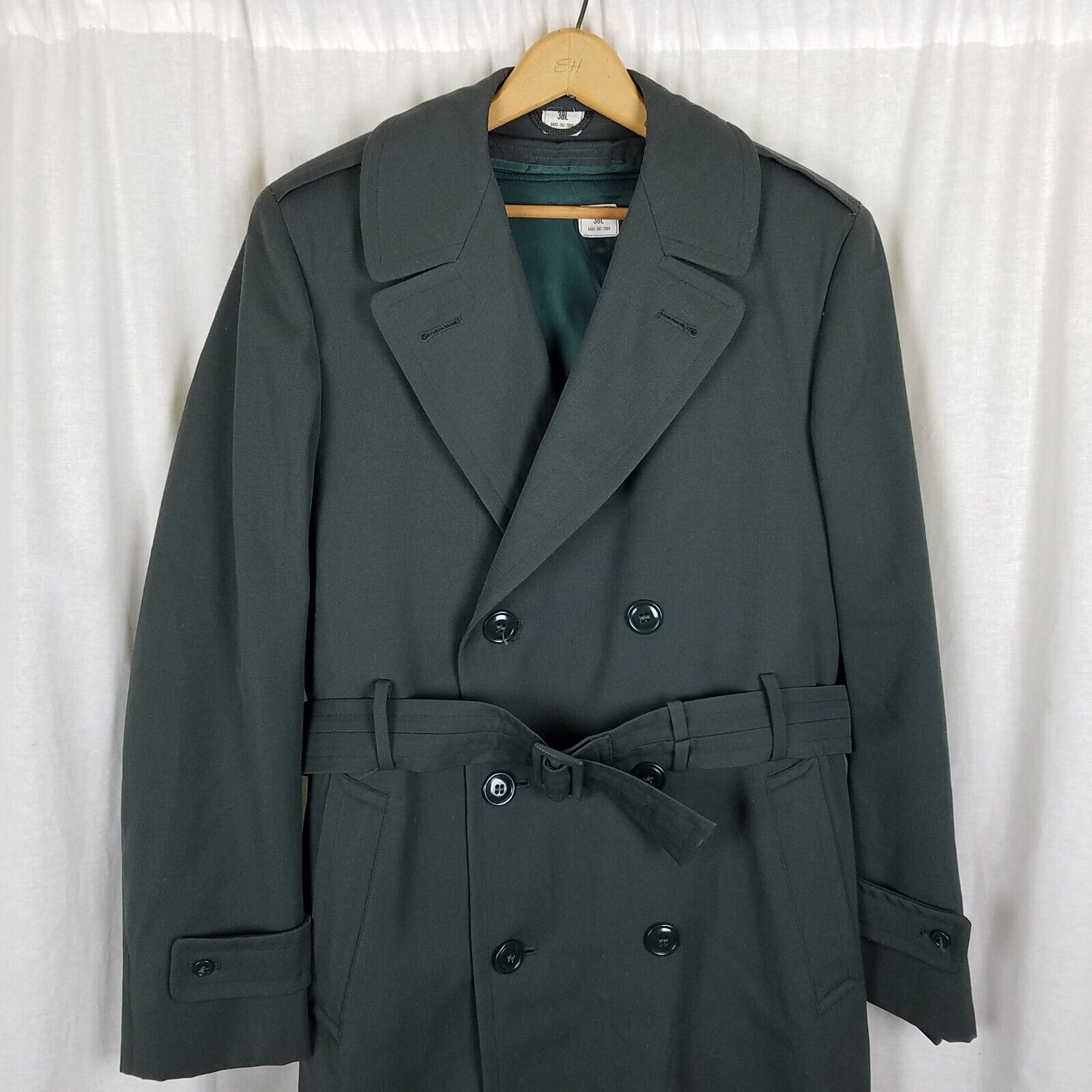 Other Military Army Serge Green Wool Overcoat AG44 Trench Coat 38L Size US M / EU 48-50 / 2 - 2 Thumbnail