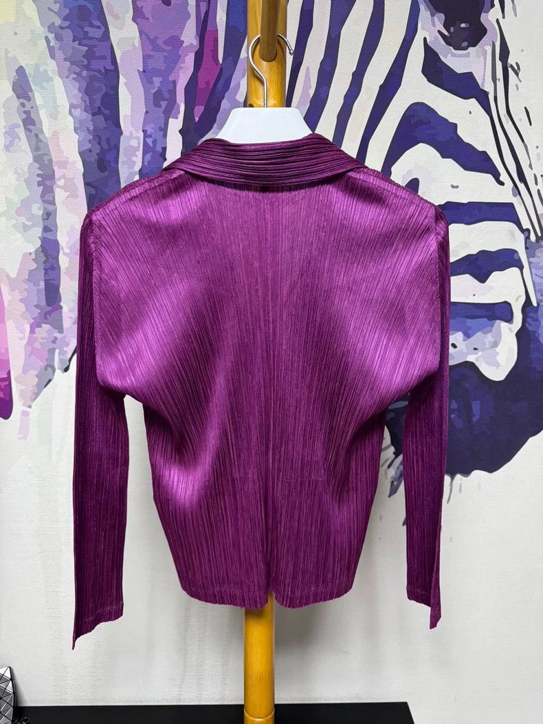 Issey Miyake Issey Miyake size:4 Purple pleated Honor suit jacket top Size S / US 4 / IT 40 - 3 Thumbnail