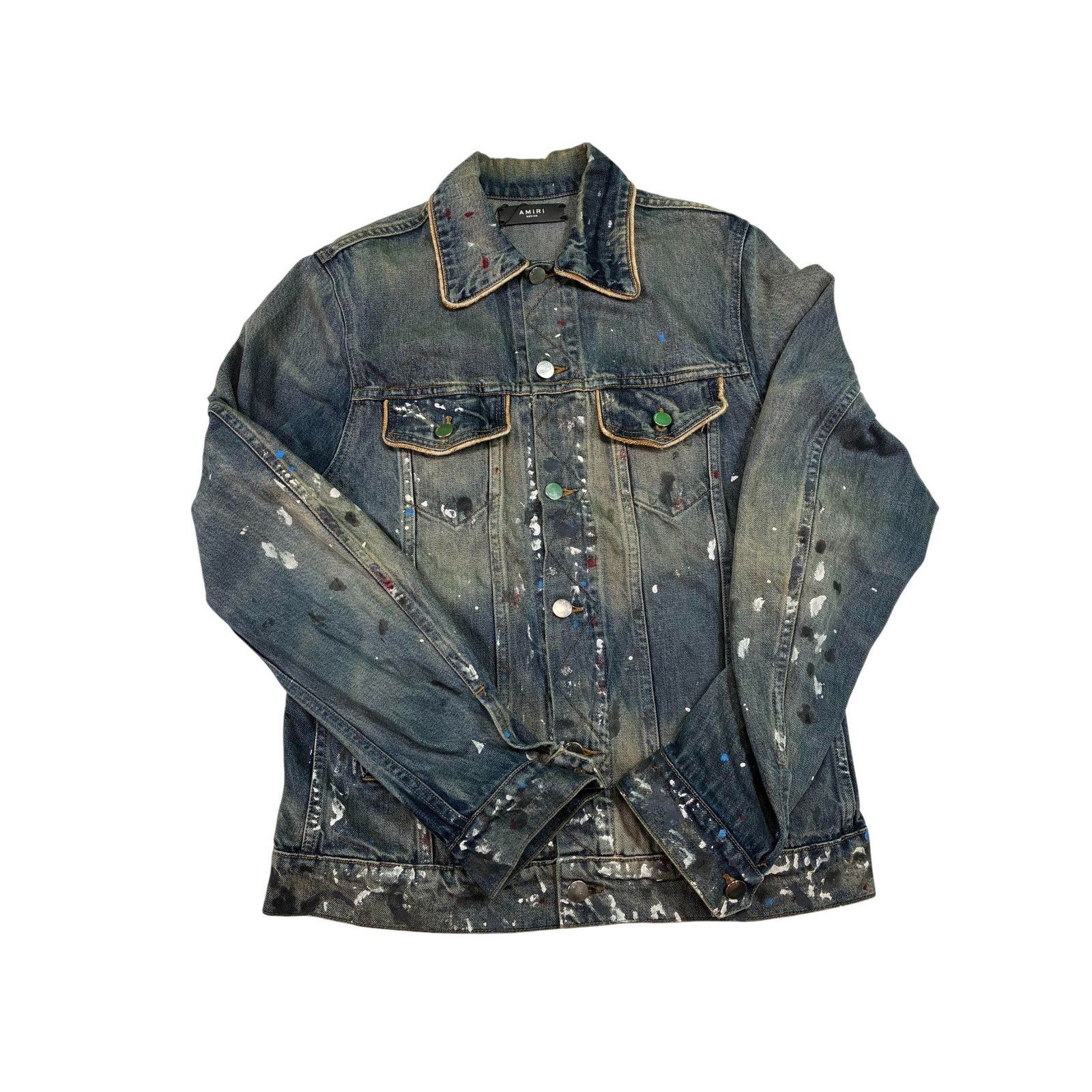 Amiri Amiri Paint Splatter Navy Denim Jacket Size US M / EU 48-50 / 2 - 1 Thumbnail