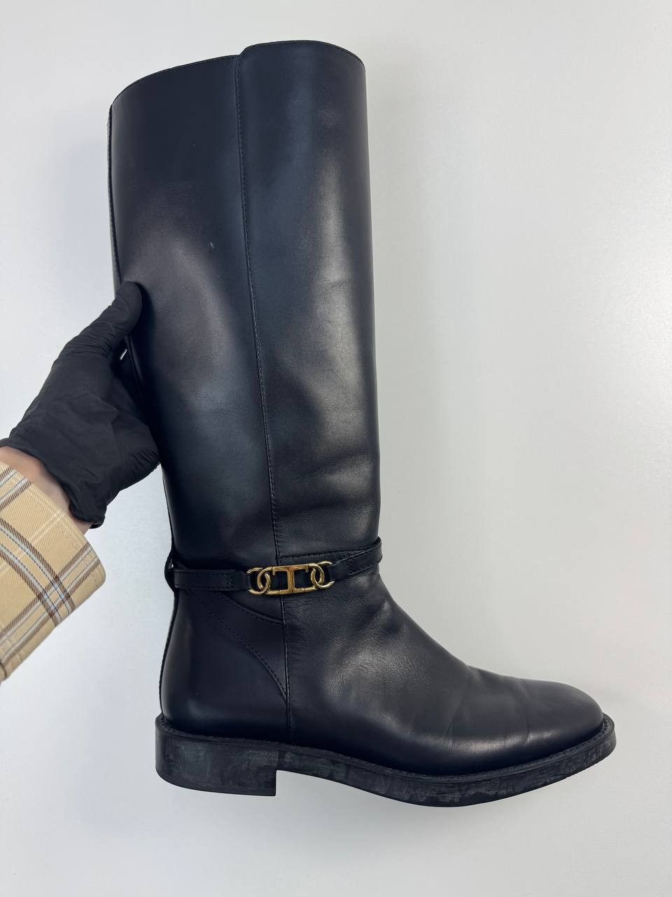 Tod's Tod’s Women’s Leather Riding Boots Black Gold Logo Size 36 Size US 6 / IT 36 - 3 Thumbnail