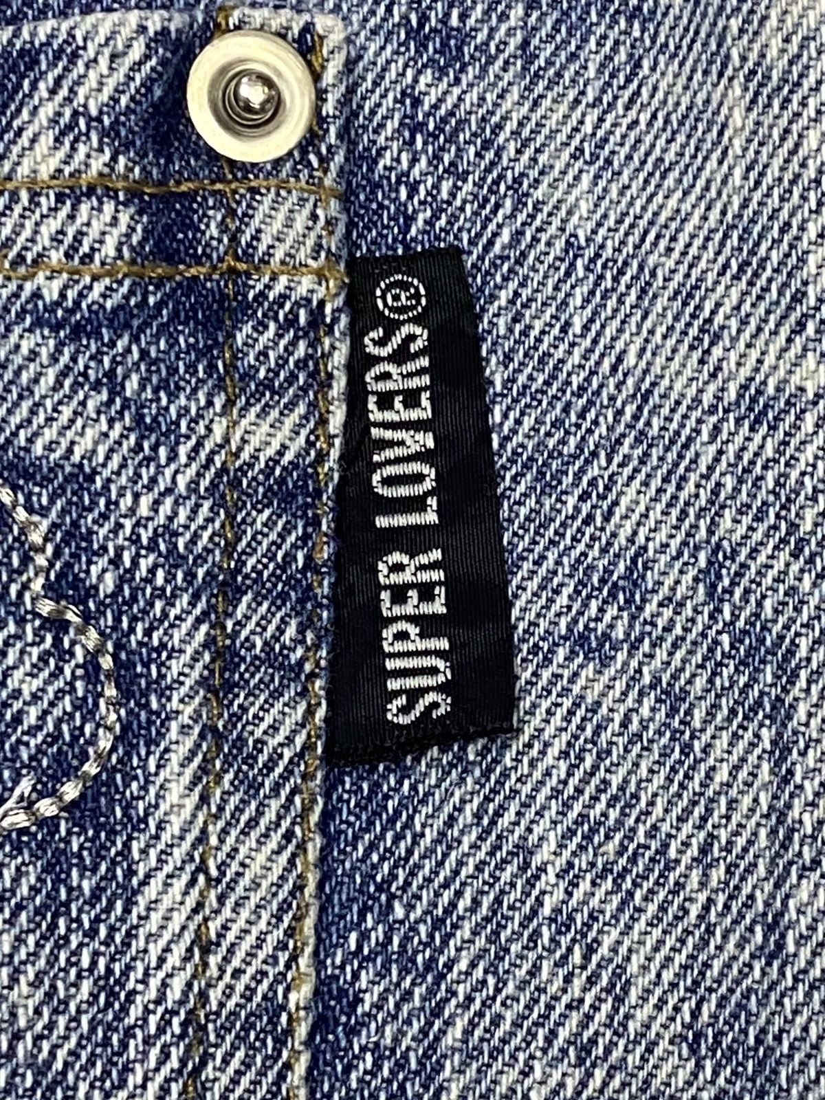 Japanese Brand Super Lovers Ripped Distressed Drop Crotch Baggy Jeans Size 28" / US 6 / IT 42 - 12 Thumbnail