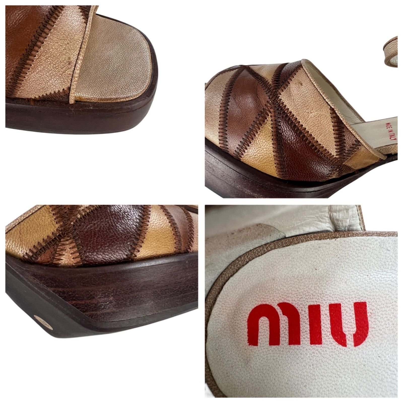 Miu Miu Miu Miu Leather Patchwork Block Heels Size US 7 / IT 37 - 8 Thumbnail