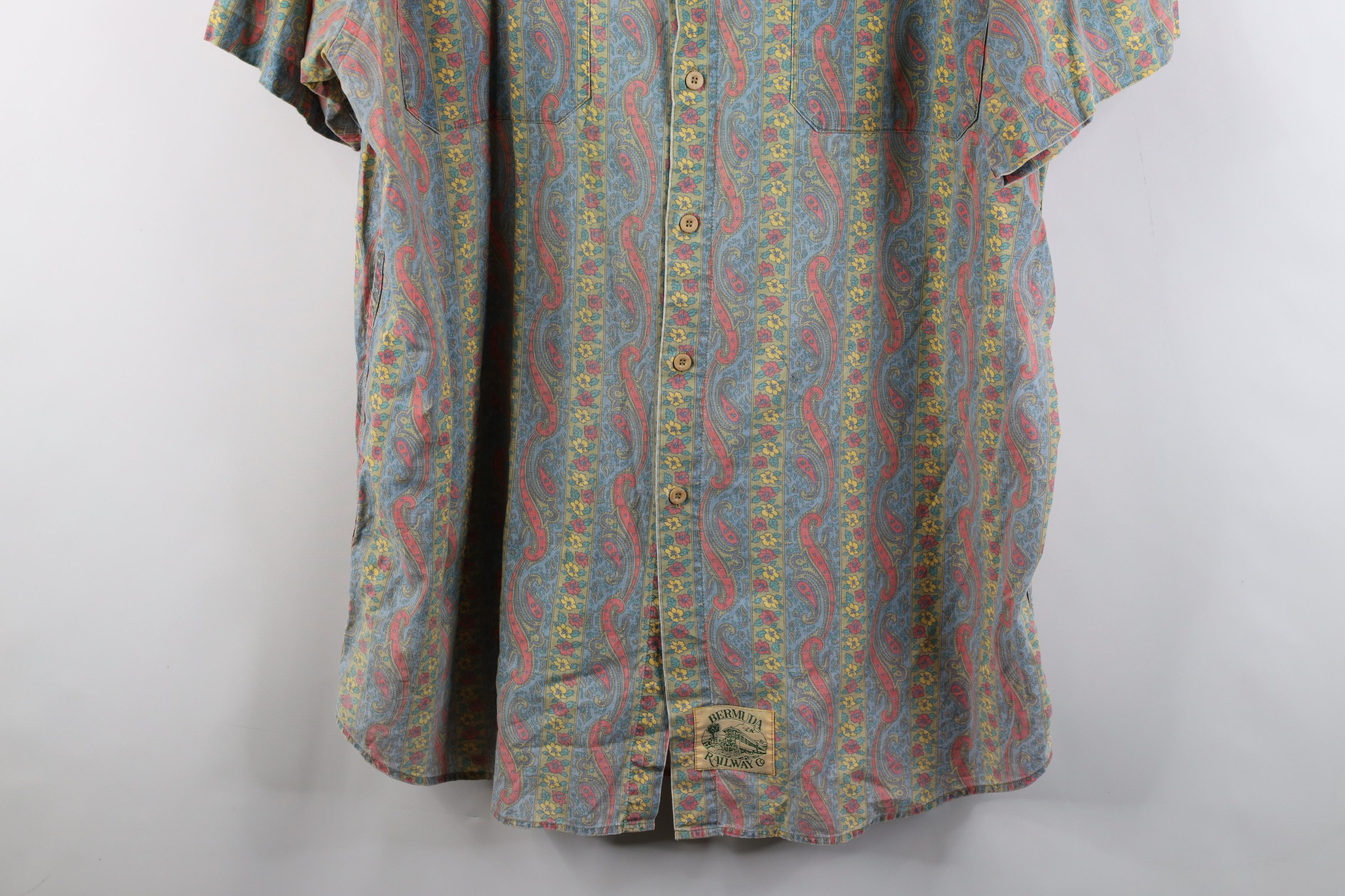 Vintage Vintage 90s Streetwear Flower Paisley Baggy Button Shirt Size US XL / EU 56 / 4 - 3 Thumbnail