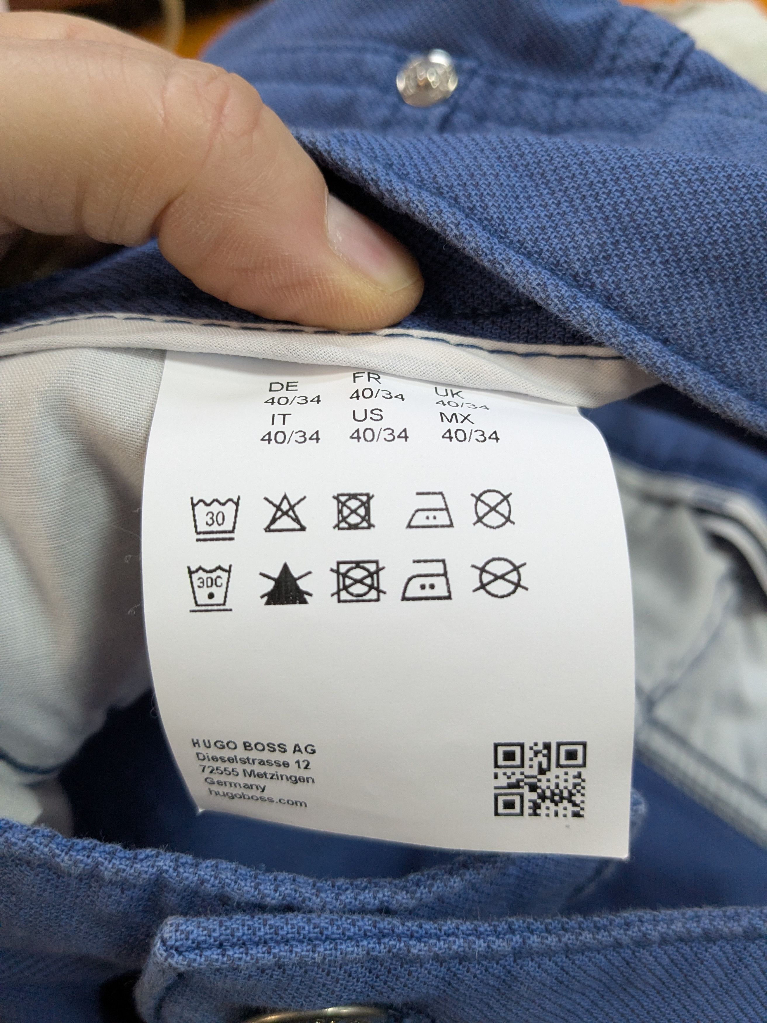 Hugo Boss Hugo Boss Slim Fit Stretch Pants – Blue, Size 40/34 Size US 40 / EU 56 - 7 Thumbnail