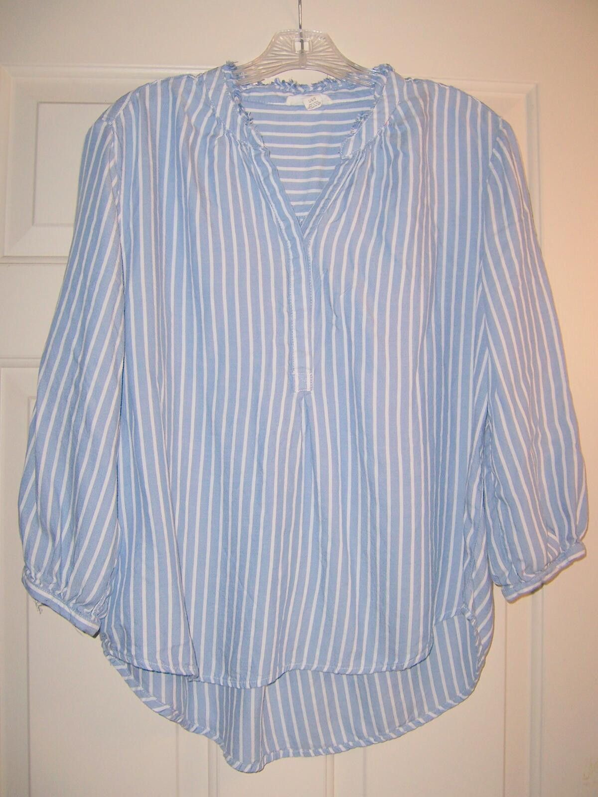 Other BeachLunchLounge Striped 2/4 Sleeve Blouse Raw Hem Collar-L Size L / US 10 / IT 46 - 1 Thumbnail