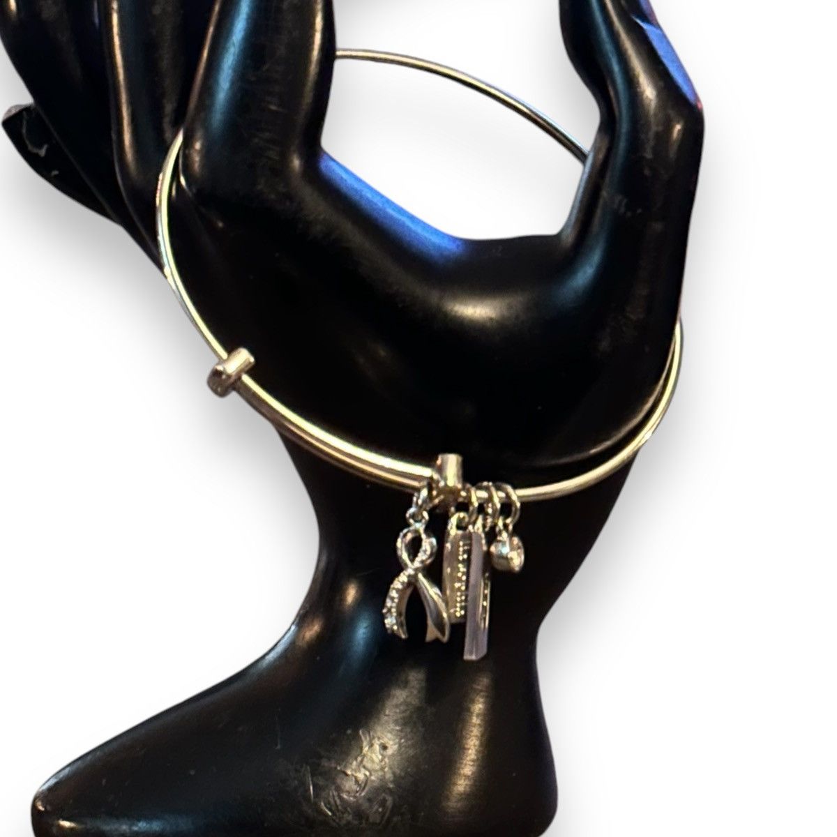Other Lia Sophia rhinestone ribbon Hope charm bangle bracelet Size ONE SIZE - 3 Thumbnail