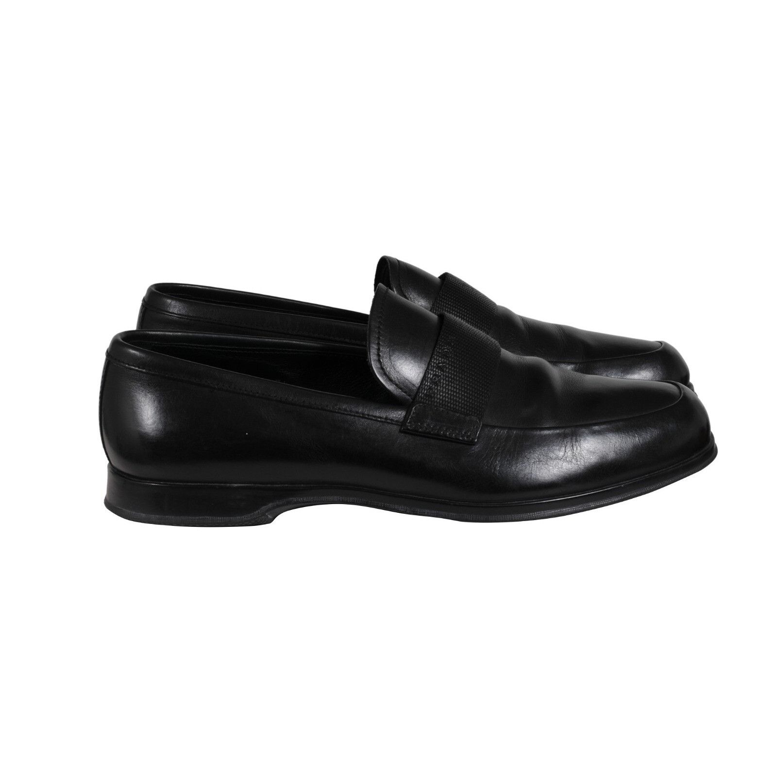 Prada Loafers Black Leather Sport Rubber Sole - 02254 Size US 8.5 / EU 41-42 - 8 Thumbnail
