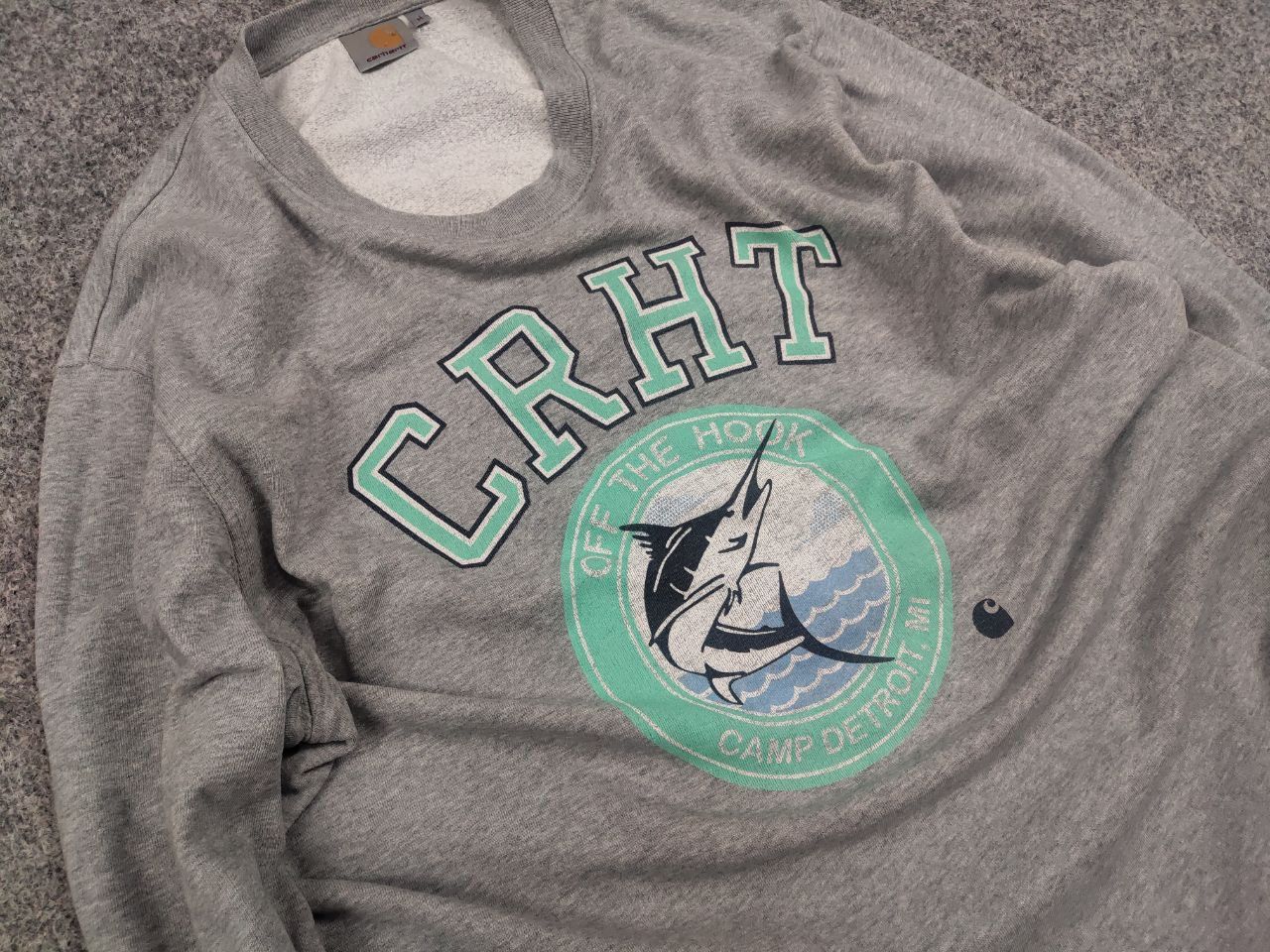 Carhartt Vintage Carhartt Camp Detroit Fish Logo Gray Sweatshirt Size US M / EU 48-50 / 2 - 5 Thumbnail