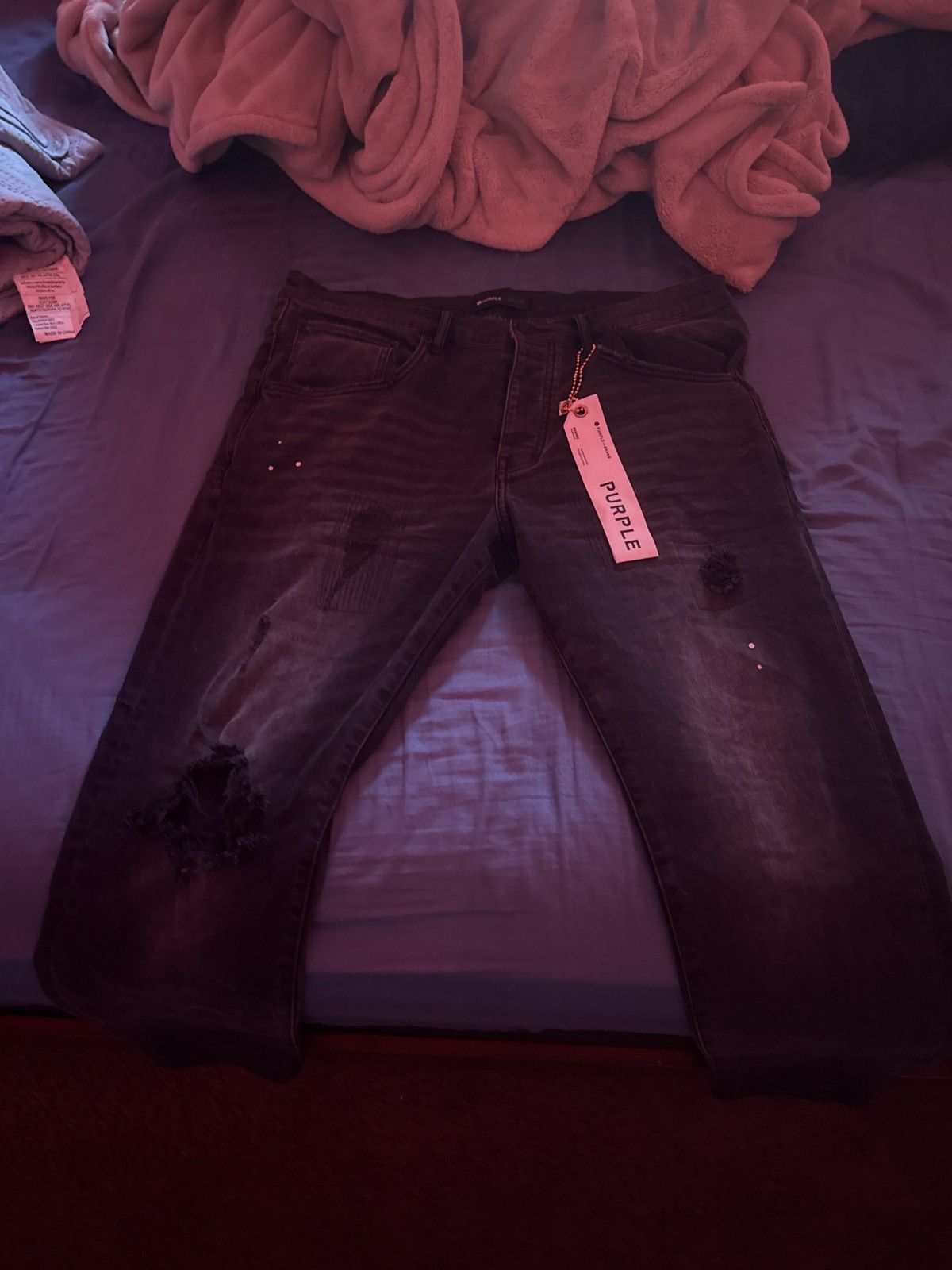 Purple Brand Men's P002 Black Repair Slim Purple Jeans Size US 36 / EU 52 - 1 Thumbnail