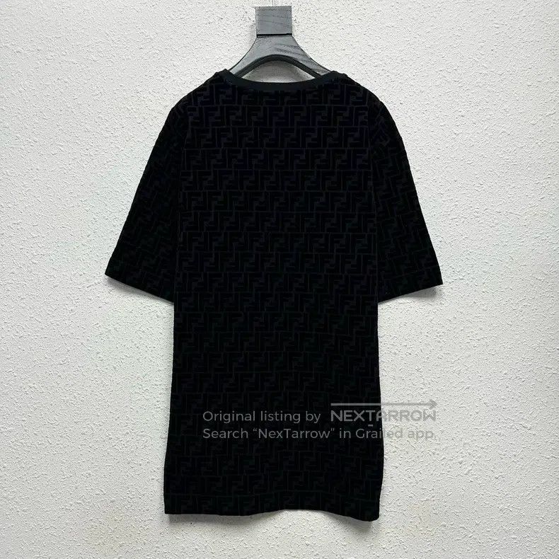 Fendi Fendi Black Velvet Logo Embossed Printed Jacquard Short Sl Size US XXL / EU 58 / 5 - 2 Thumbnail