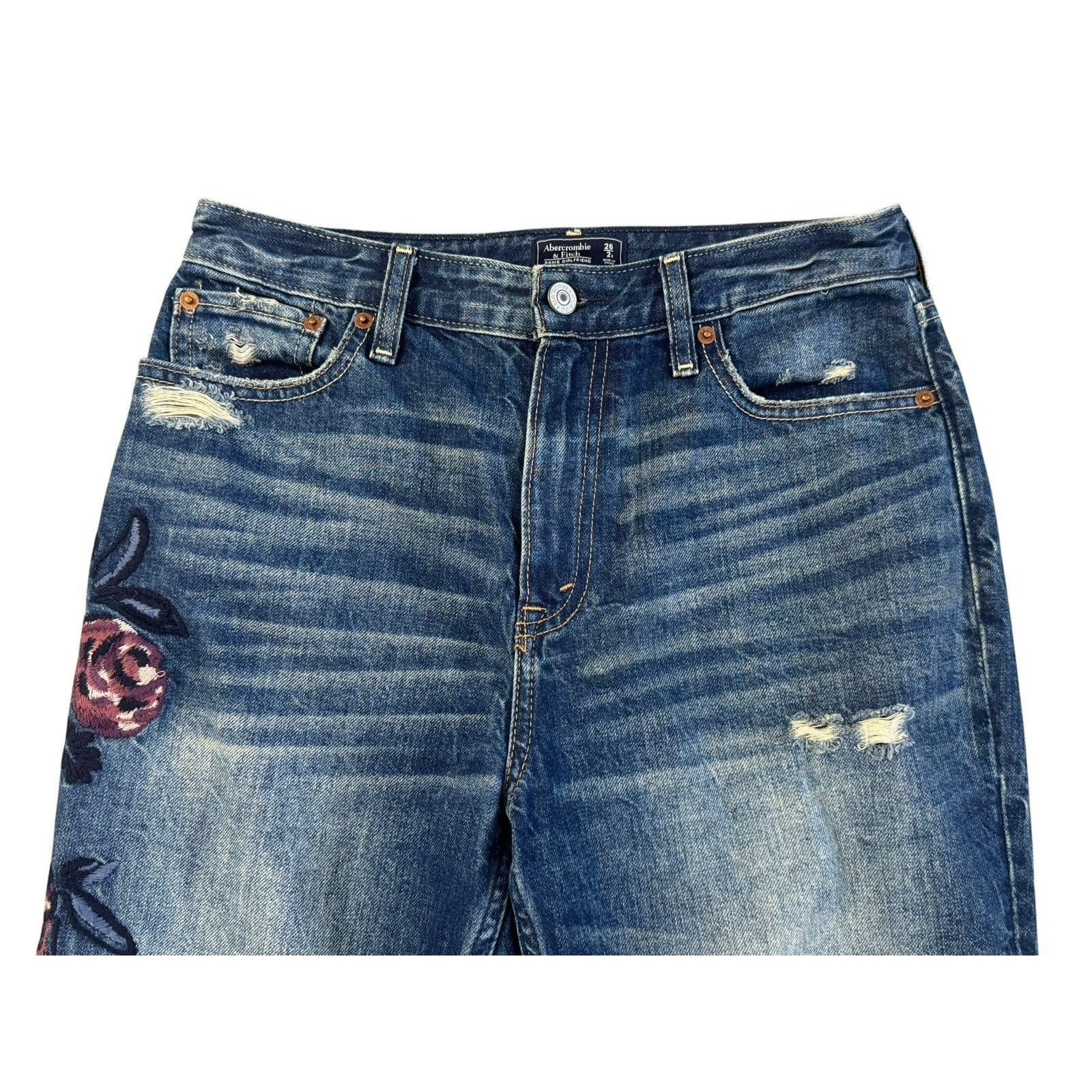 Abercrombie & Fitch ABERCROMBIE & FITCH 90s Annie Girlfriend Floral Jeans 26 Size 26" / US 2 / IT 38 - 6 Thumbnail