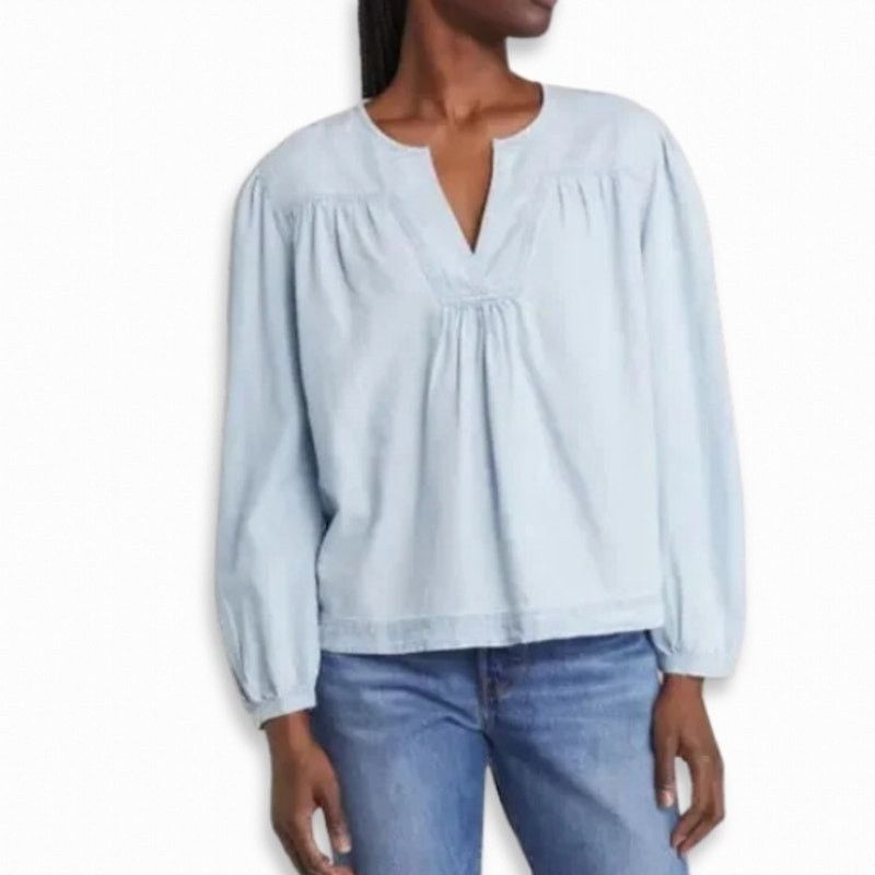 Treasure & Bond Treasure & Bond Long Sleeves Blouse V-Neck Chambray Blue W M Size M / US 6-8 / IT 42-44 - 1 Thumbnail