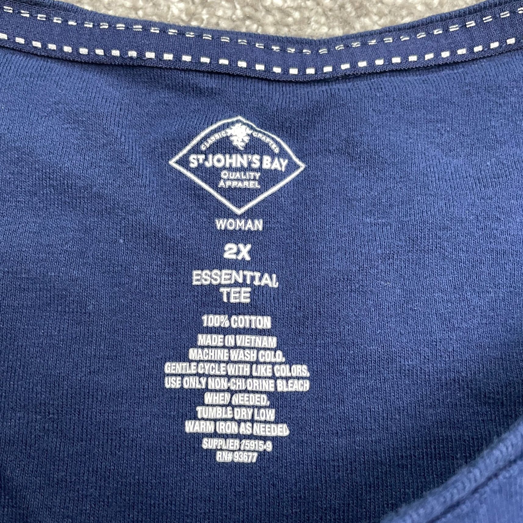Vintage St. John's Bay Basic T-Shirt Womens 2X Blue Round Neck Cotton Essential Tee Top Shirt Womens 2X Blue Casual Short Sleeve Size XXL / US 16-18 / IT 52-54 - 4 Thumbnail