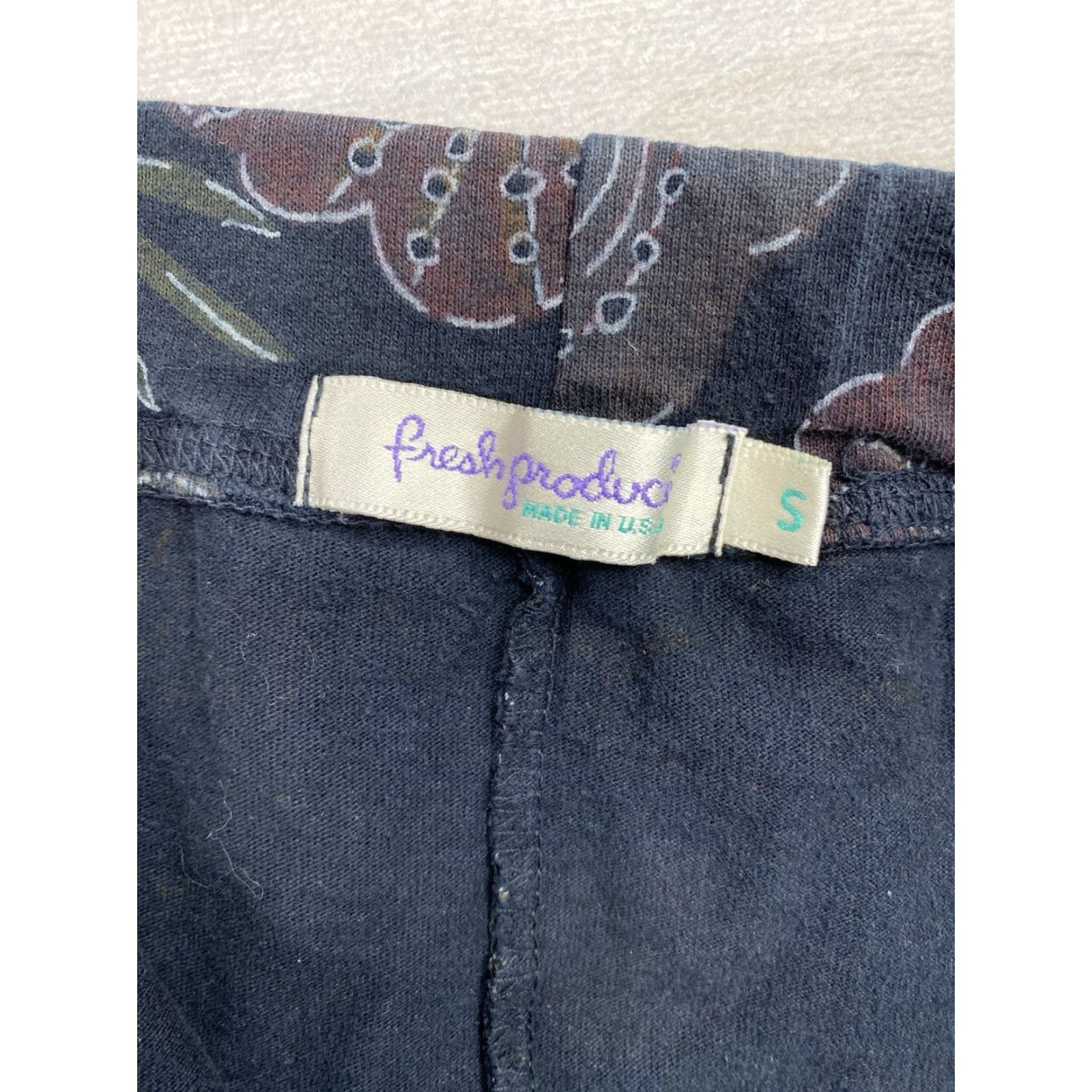 Vintage Fresh Produce Skirt S Navy Blue Floral Pull On Ruffle Hem Knee Length Casual Women's Skirt Size 28" / US 6 / IT 42 - 7 Thumbnail