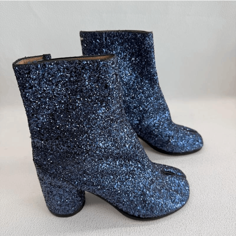 Maison Margiela Women Maison Margiela Blue Sequin Tabi Ankle Boots Heels Size US 6 / IT 36 - 7 Thumbnail
