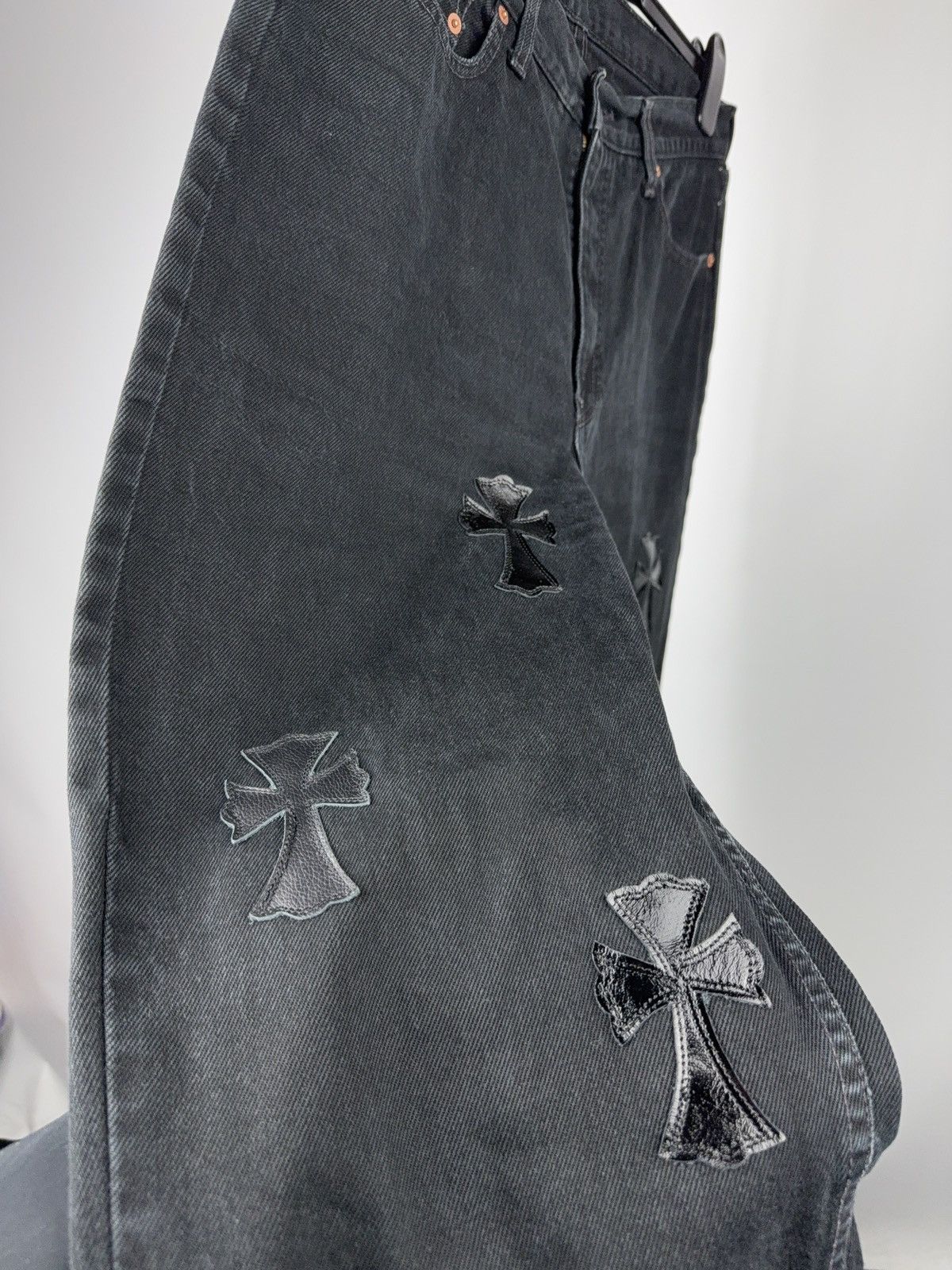 Vintage Vintage 90s Custom Chrome Hearts Style Cross Denim Jeans Size US 33 - 7 Thumbnail
